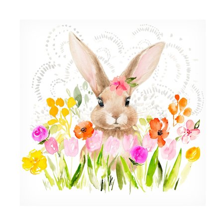 TRADEMARK FINE ART Jennifer Paxton Parker 'April Flowers & Bunny I' Canvas Art, 35x35 WAG18003-C3535GG